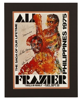  Muhammad Ali vs. Joe Frazier LeRoy Neiman Print Signed by All Three